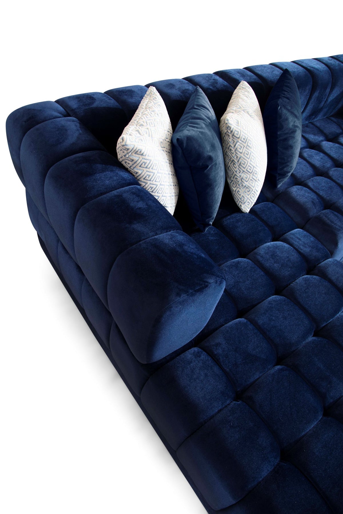 Ariana Velvet Blue Double Chaise 138" Sectional