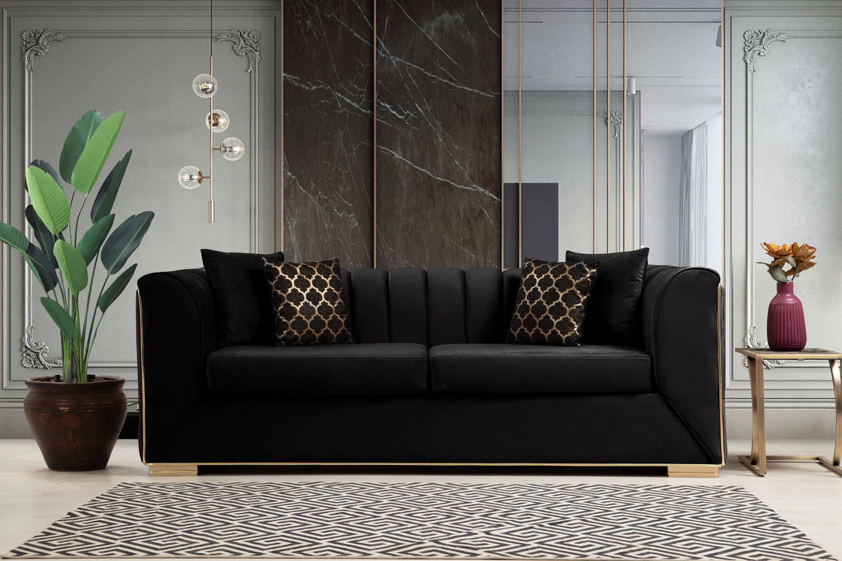 Armony Black Velvet Sofa & Loveseat