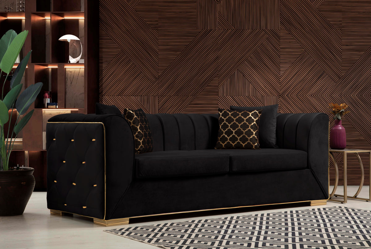 Armony Black Velvet Sofa & Loveseat