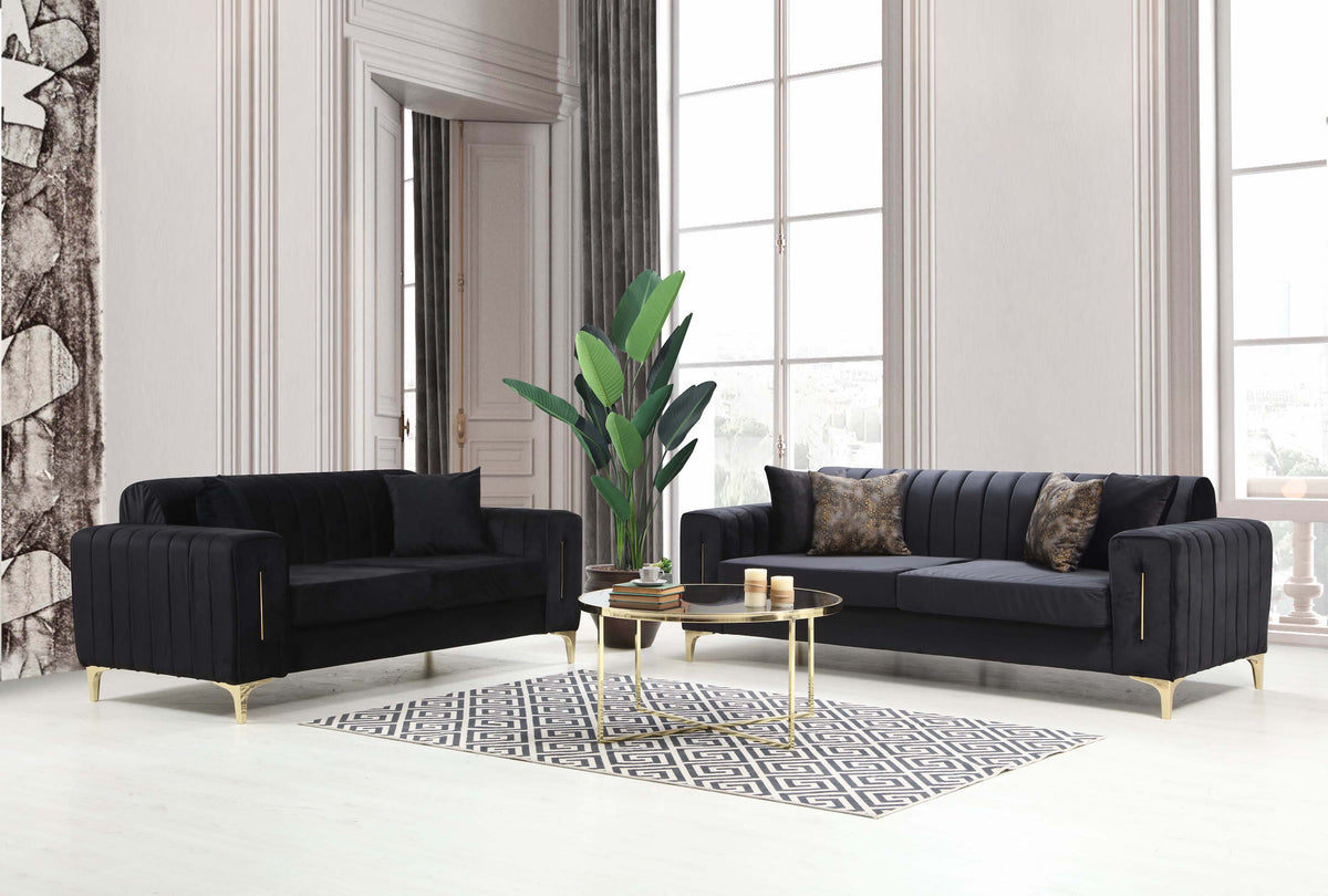 Linea Black Sofa and Loveseat