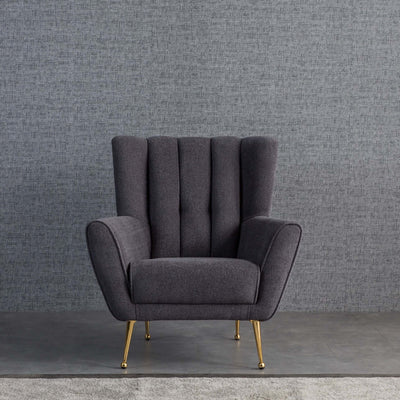 Gianna Mid-Century Modern Tufted French Grey Boucle Armchair