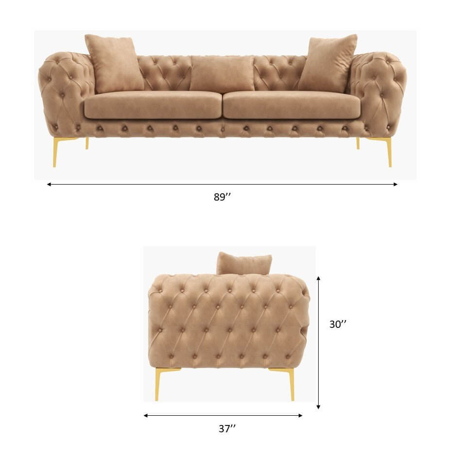 Malia Mocha Velvet Chesterfield Sofa