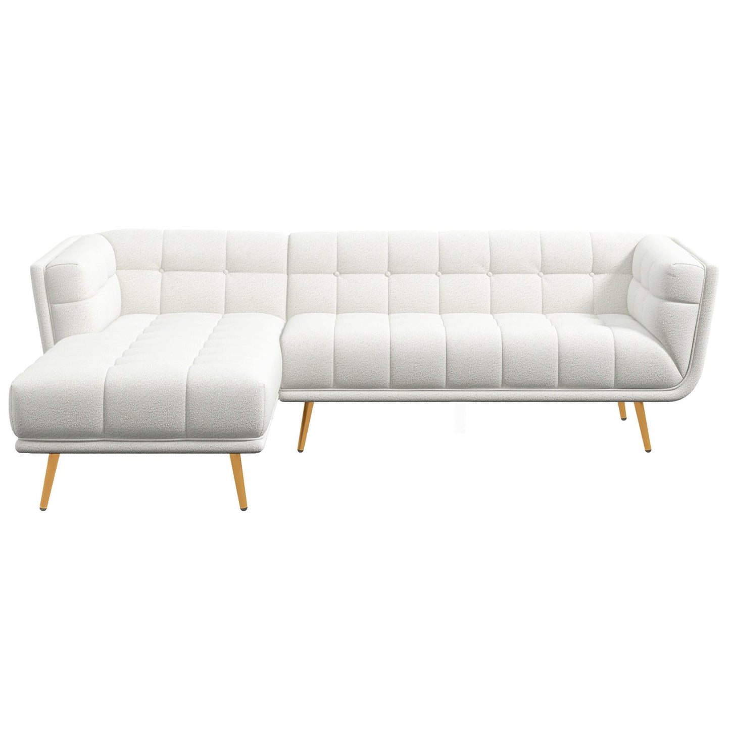 Addison 103" White Boucle L Shape Tufted Sectional