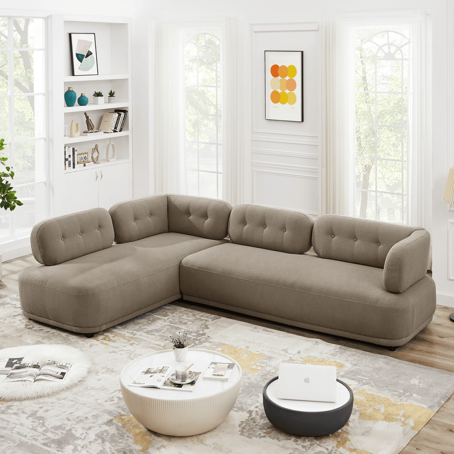 Richard Brown Boucle Mid-Century Modern 2-Piece Sectional Left