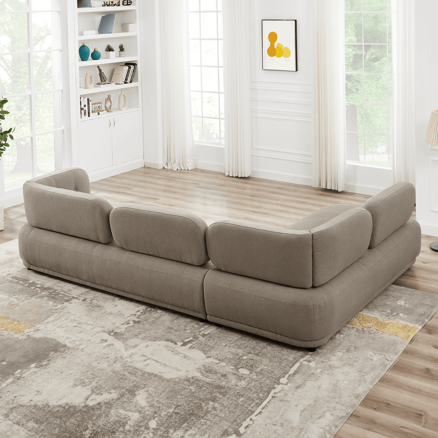 Richard Brown Boucle Mid-Century Modern 2-Piece Sectional Left