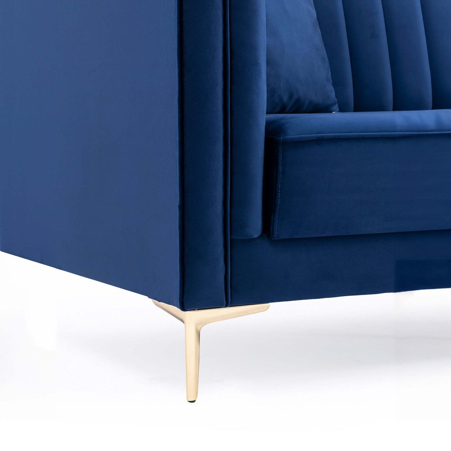 Angelina 84" Mid-Century Modern Dark Blue Velvet Tufted Sofa