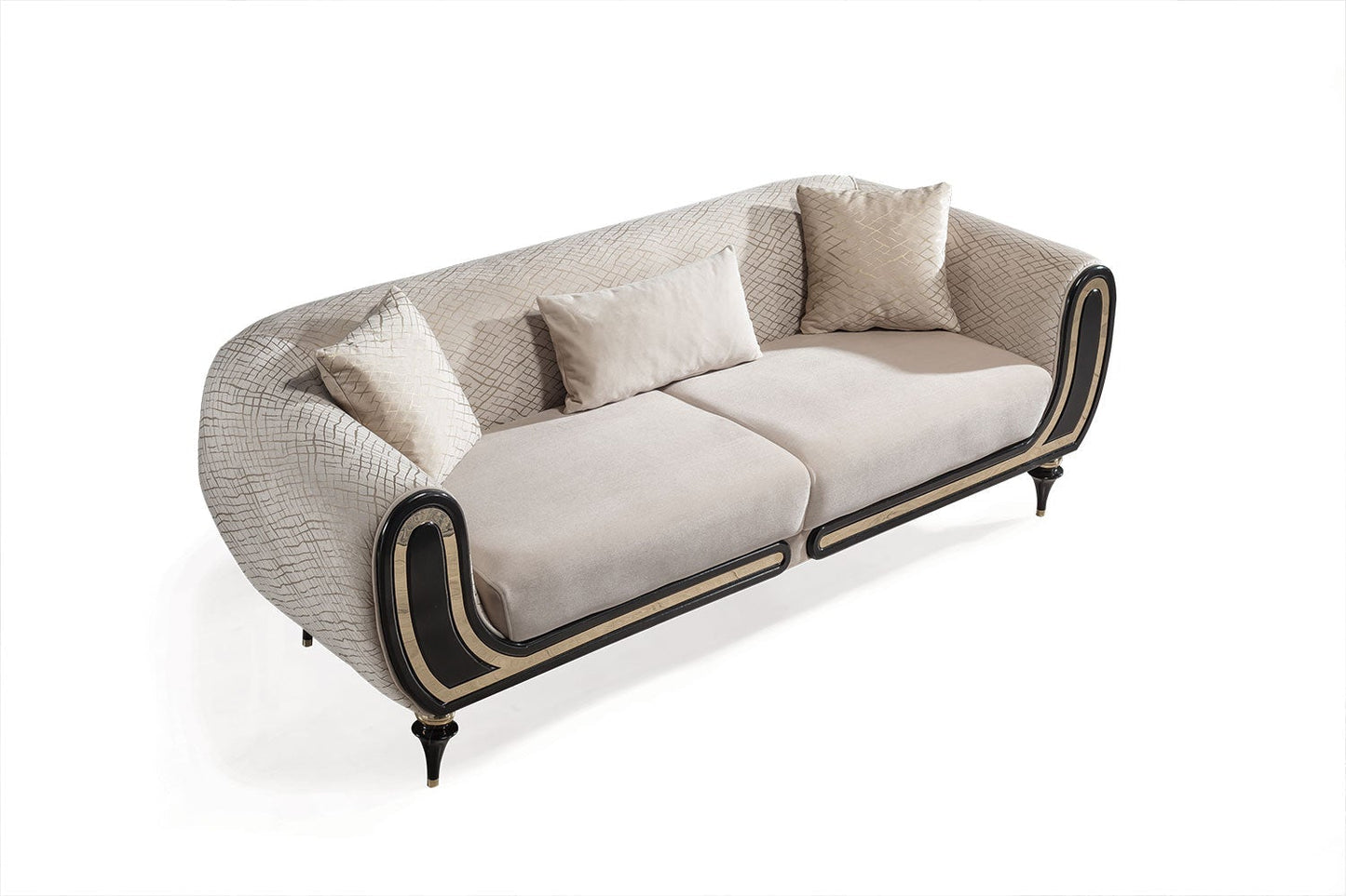 Avalon Sofa & Loveseat - Velvet Upholstery - Cream