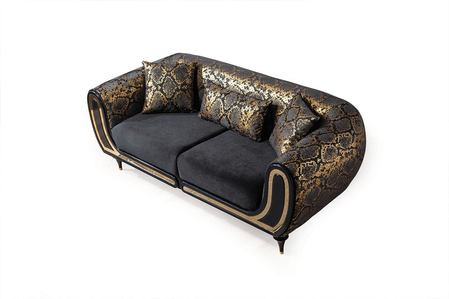 Avalon Sofa & Loveseat - Velvet Upholstery - Black