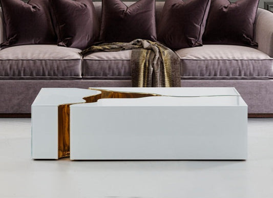 Dream Glass White/Gold 3-Piece Coffee Table