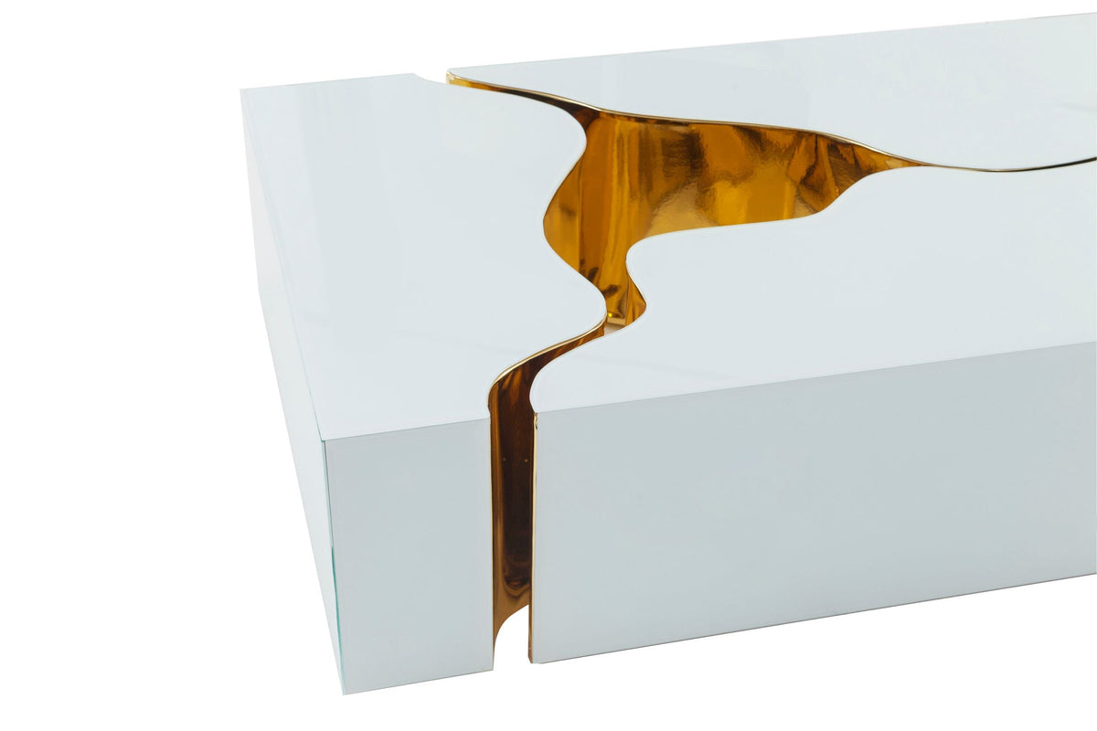 Dream Glass White/Gold 3-Piece Coffee Table