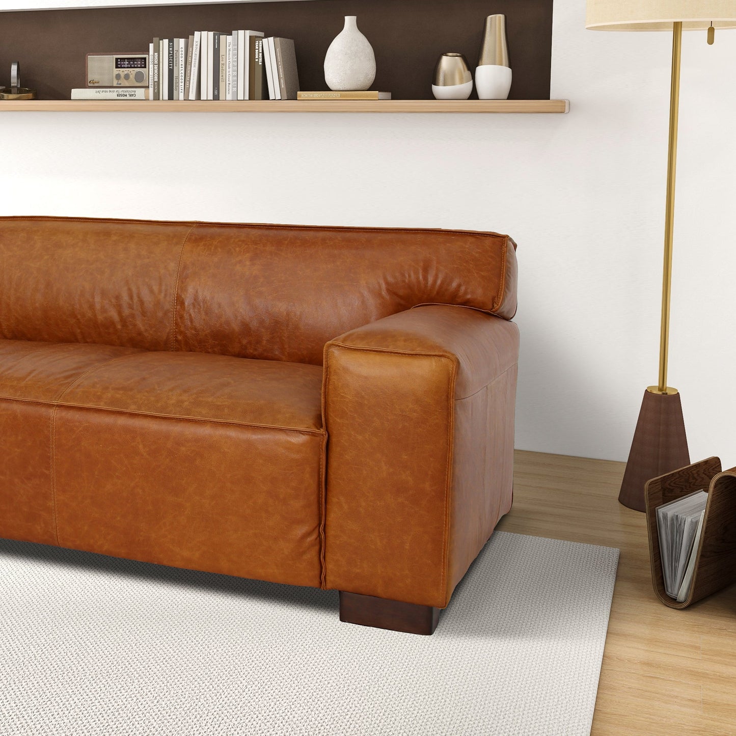 Morgan Waxy Cognac Genuine Leather Sofa