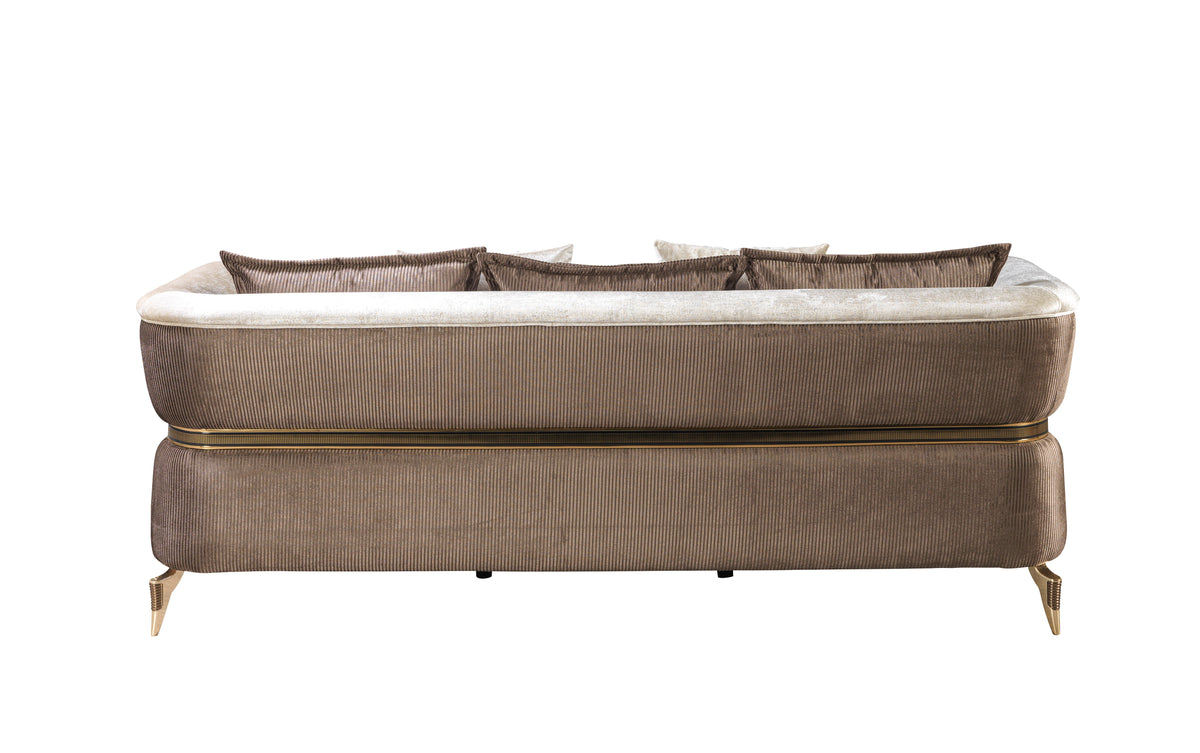 Leina Ivory-Coffee Velvet Sofa & Loveseat