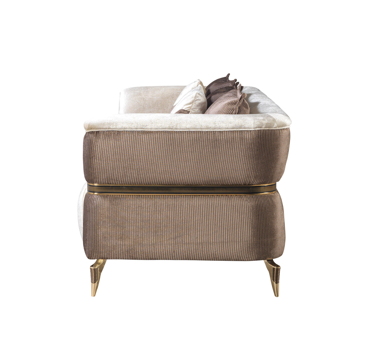 Leina Ivory-Coffee Velvet Sofa & Loveseat