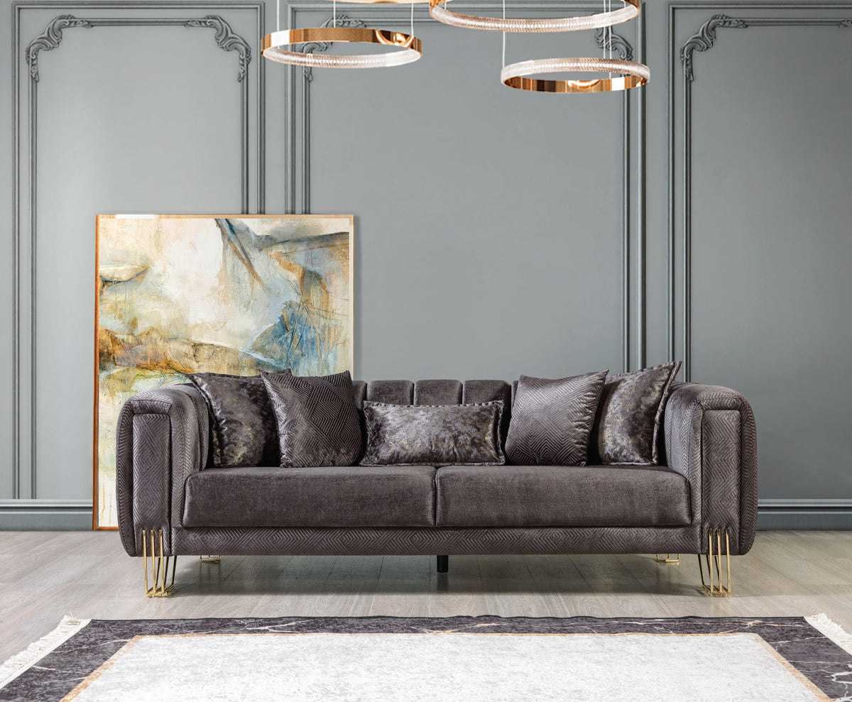 Santana Smoke Velvet Sofa & Loveseat