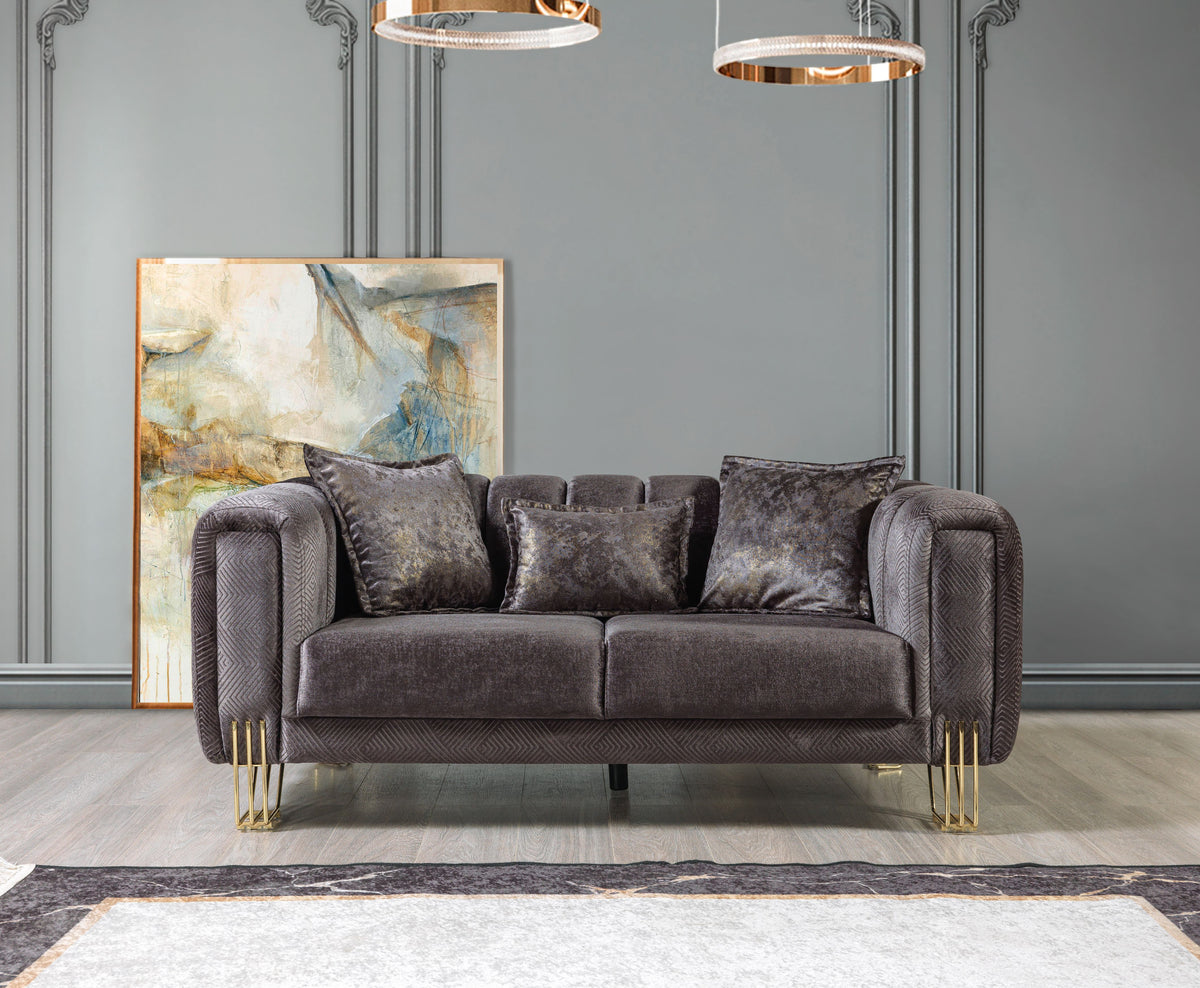 Santana Smoke Velvet Sofa & Loveseat