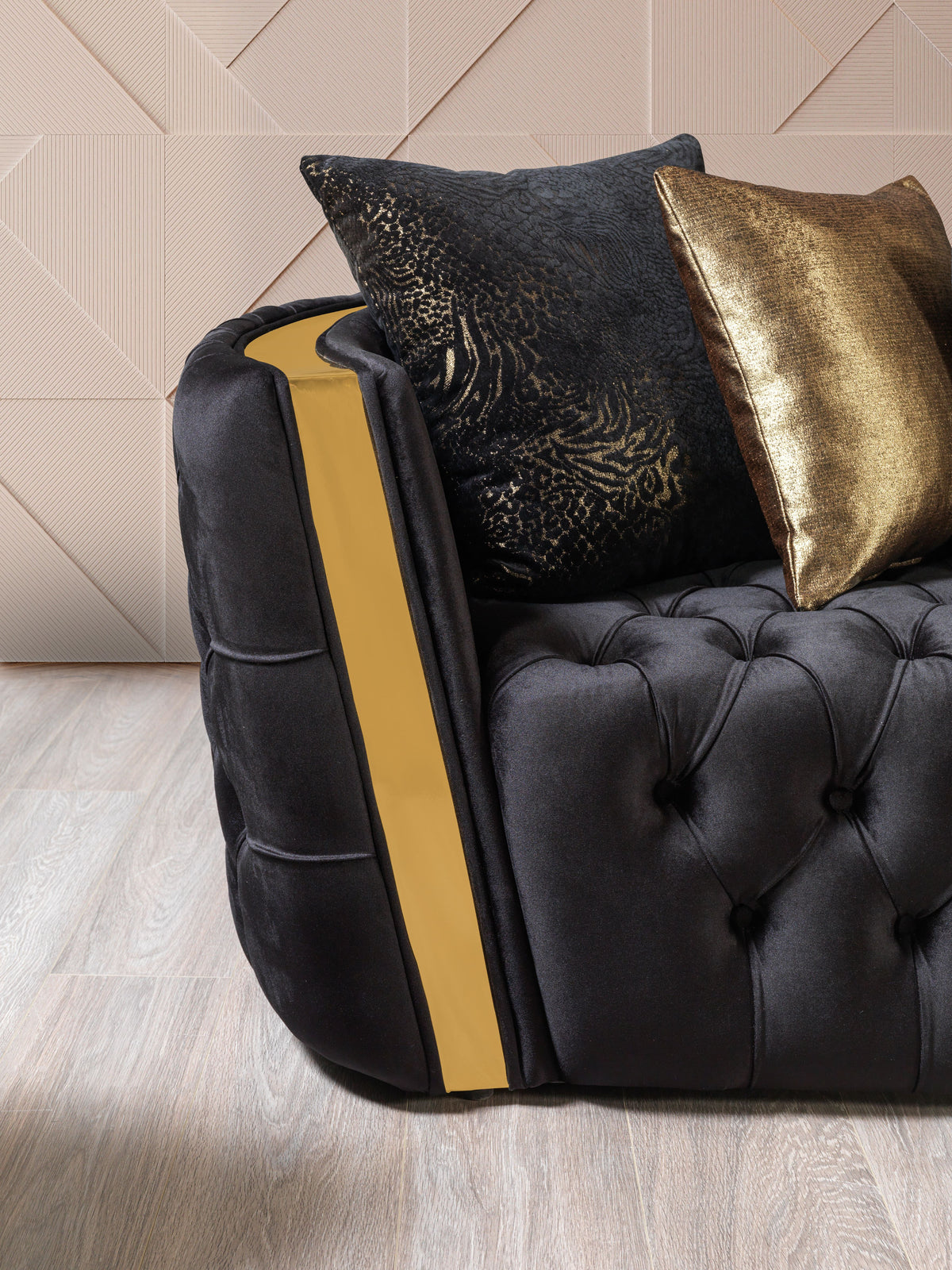 Fanci Black Velvet Sofa & Loveseat