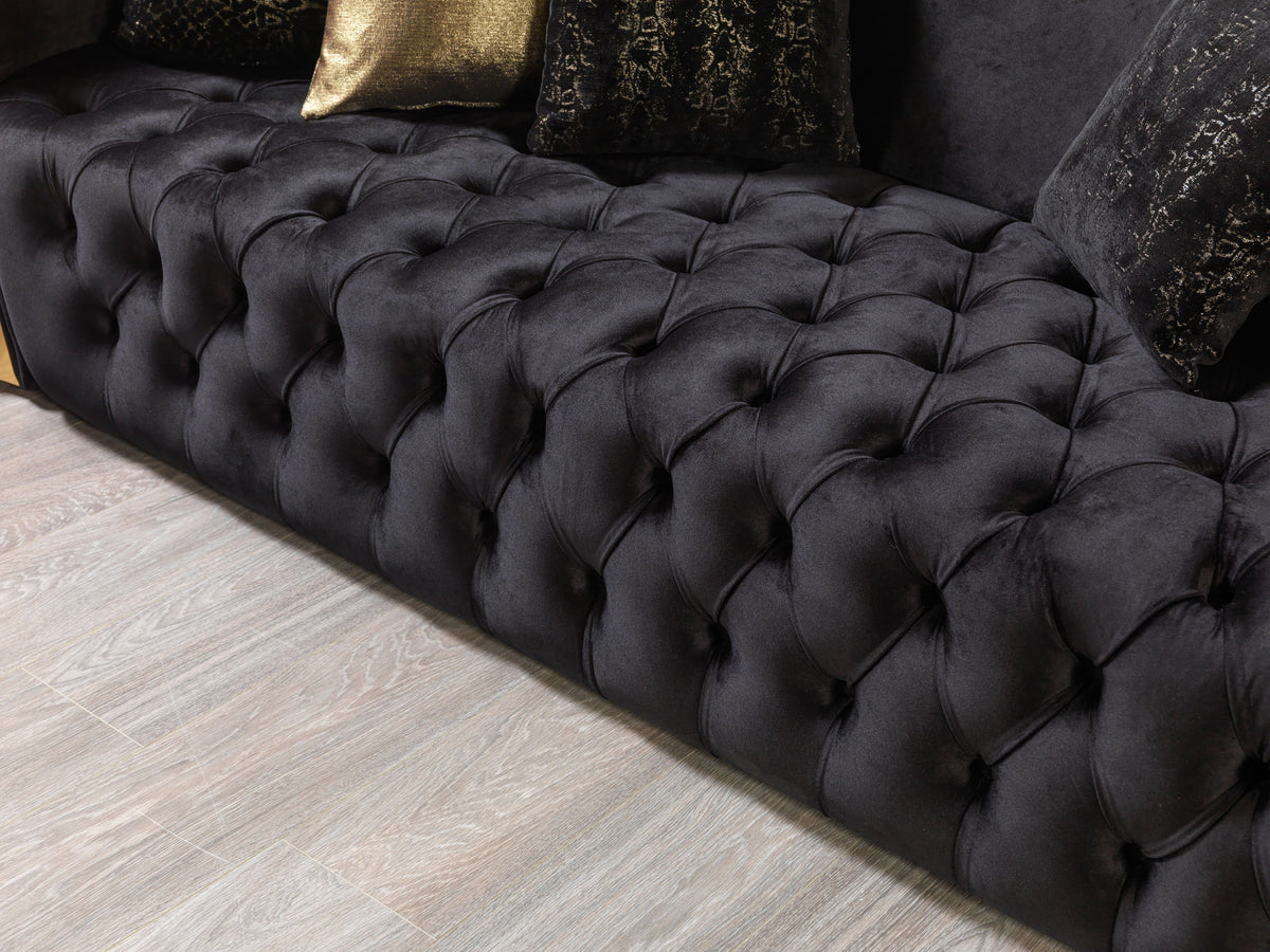 Fanci Black Velvet Sofa & Loveseat