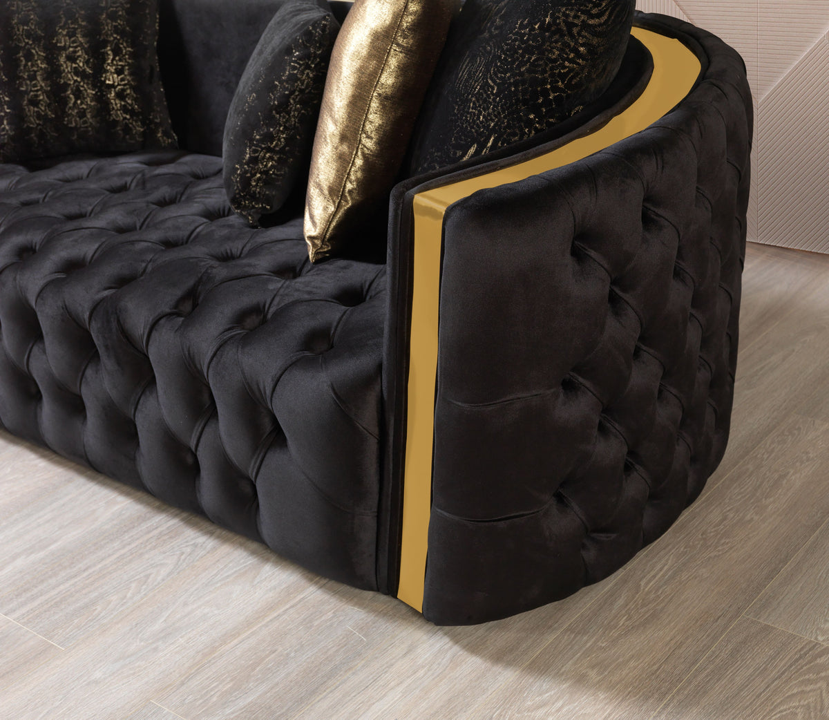 Fanci Black Velvet Sofa & Loveseat