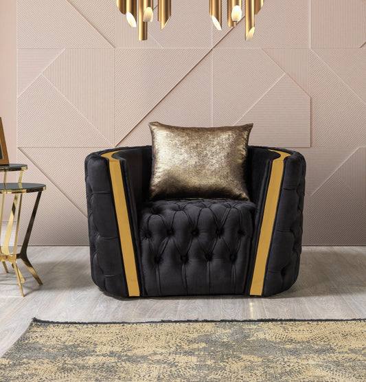 Fanci Black Velvet Chair