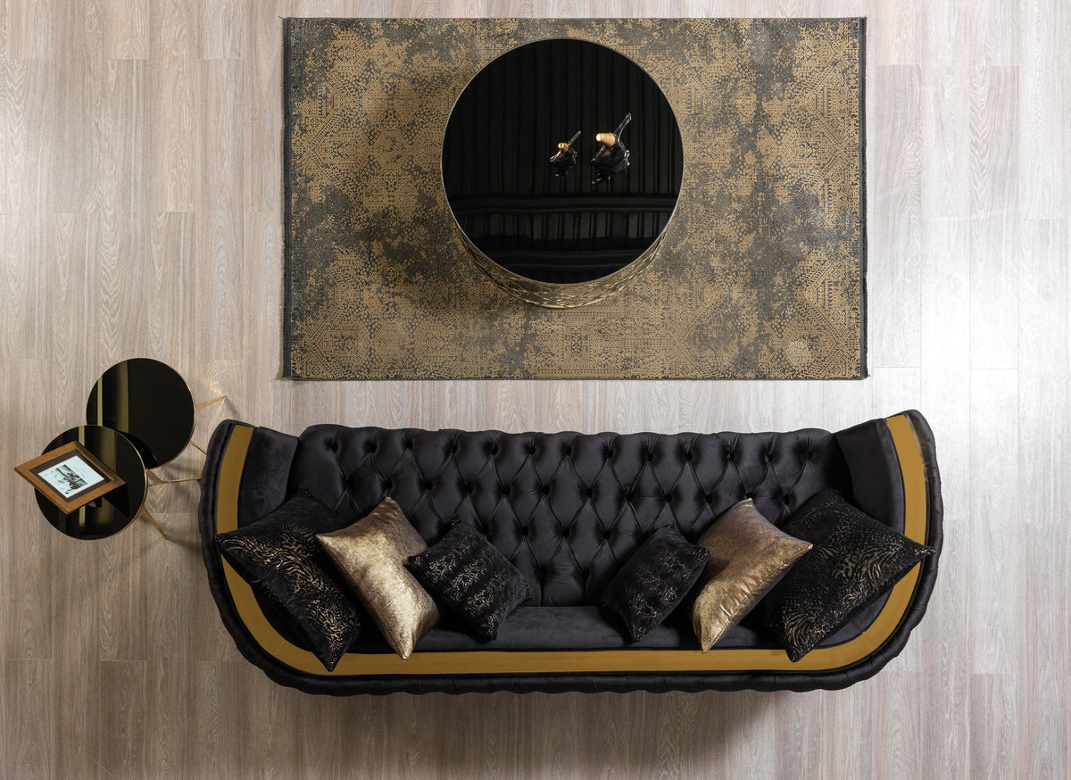 Fanci Black Velvet Sofa & Loveseat