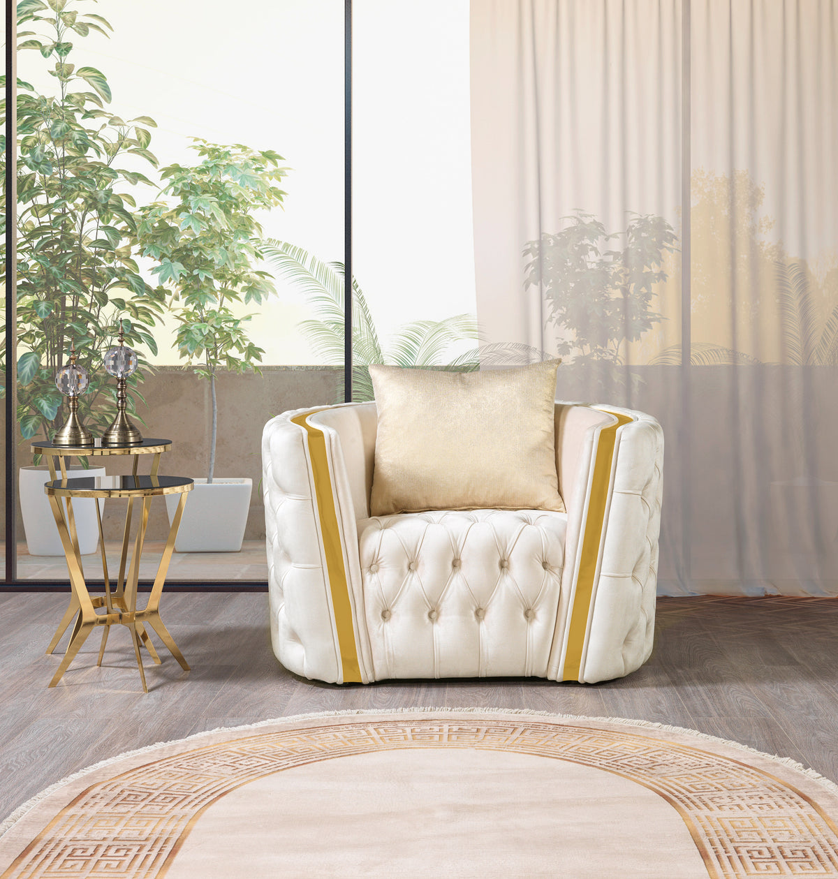 Fanci Ivory Velvet Sofa & Loveseat