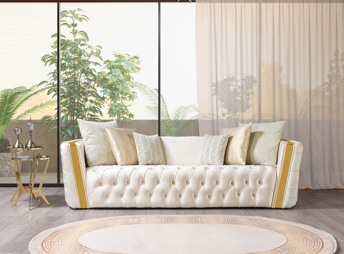 Fanci Ivory Velvet Sofa & Loveseat