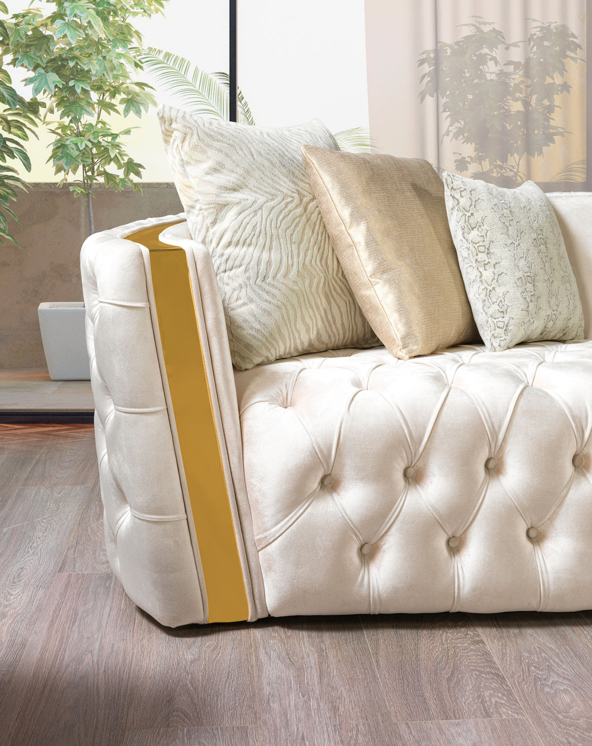 Fanci Ivory Velvet Sofa & Loveseat