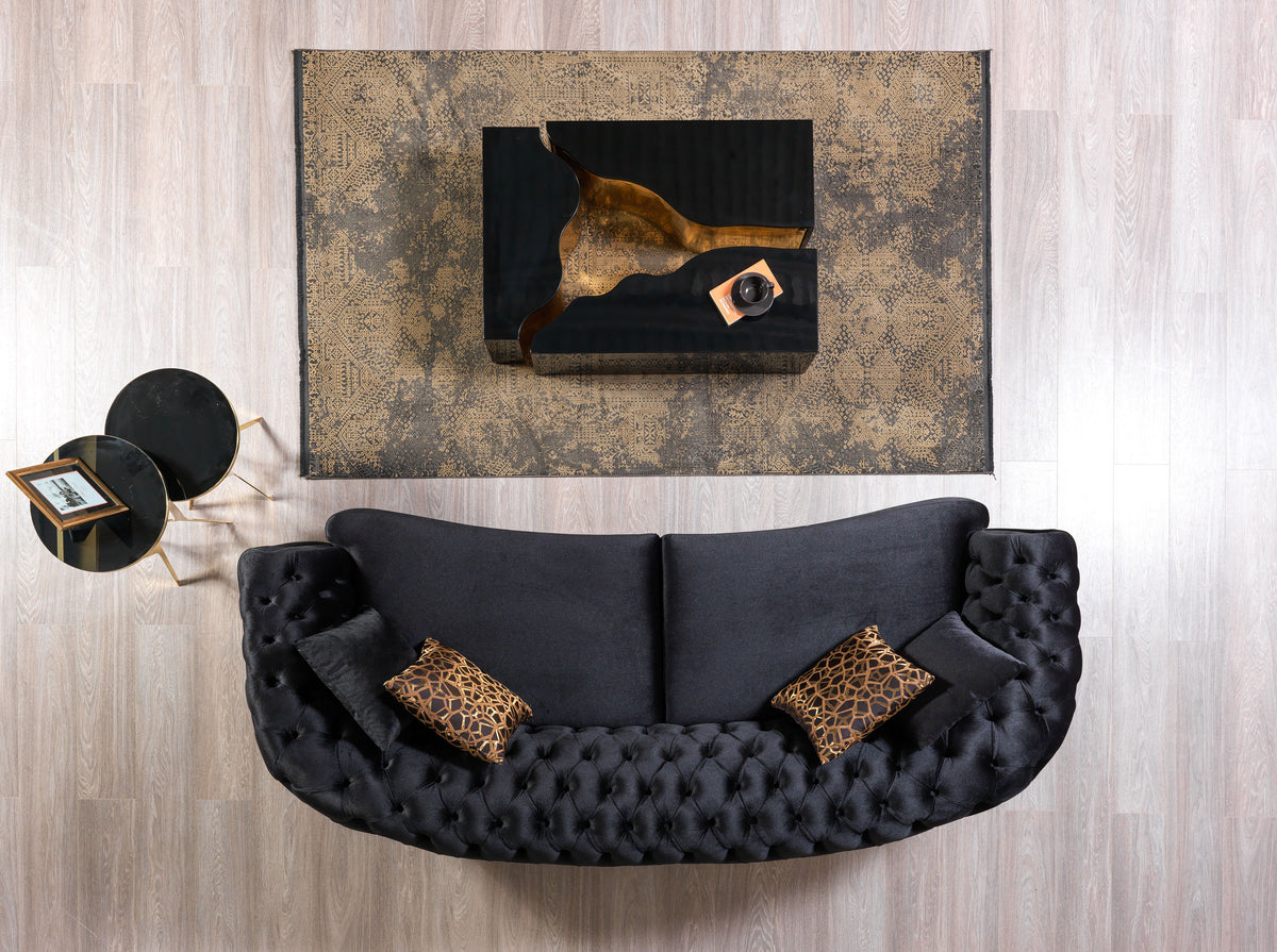 Victoria Black Velvet Sofa & Loveseat