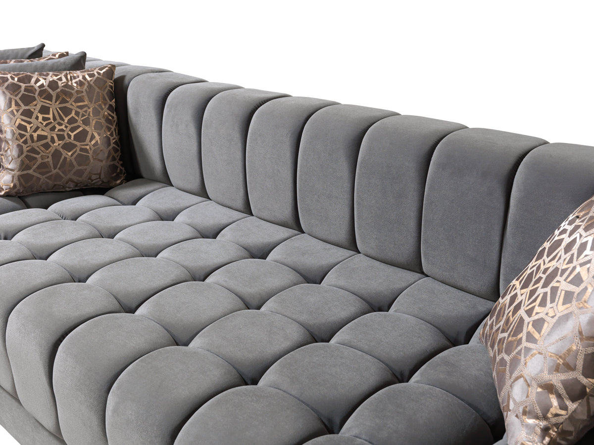 Ariana Velvet Gray Double Chaise 138" Sectional