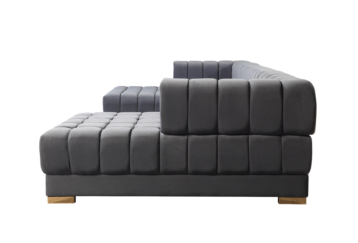 Ariana Velvet Gray Double Chaise 138" Sectional