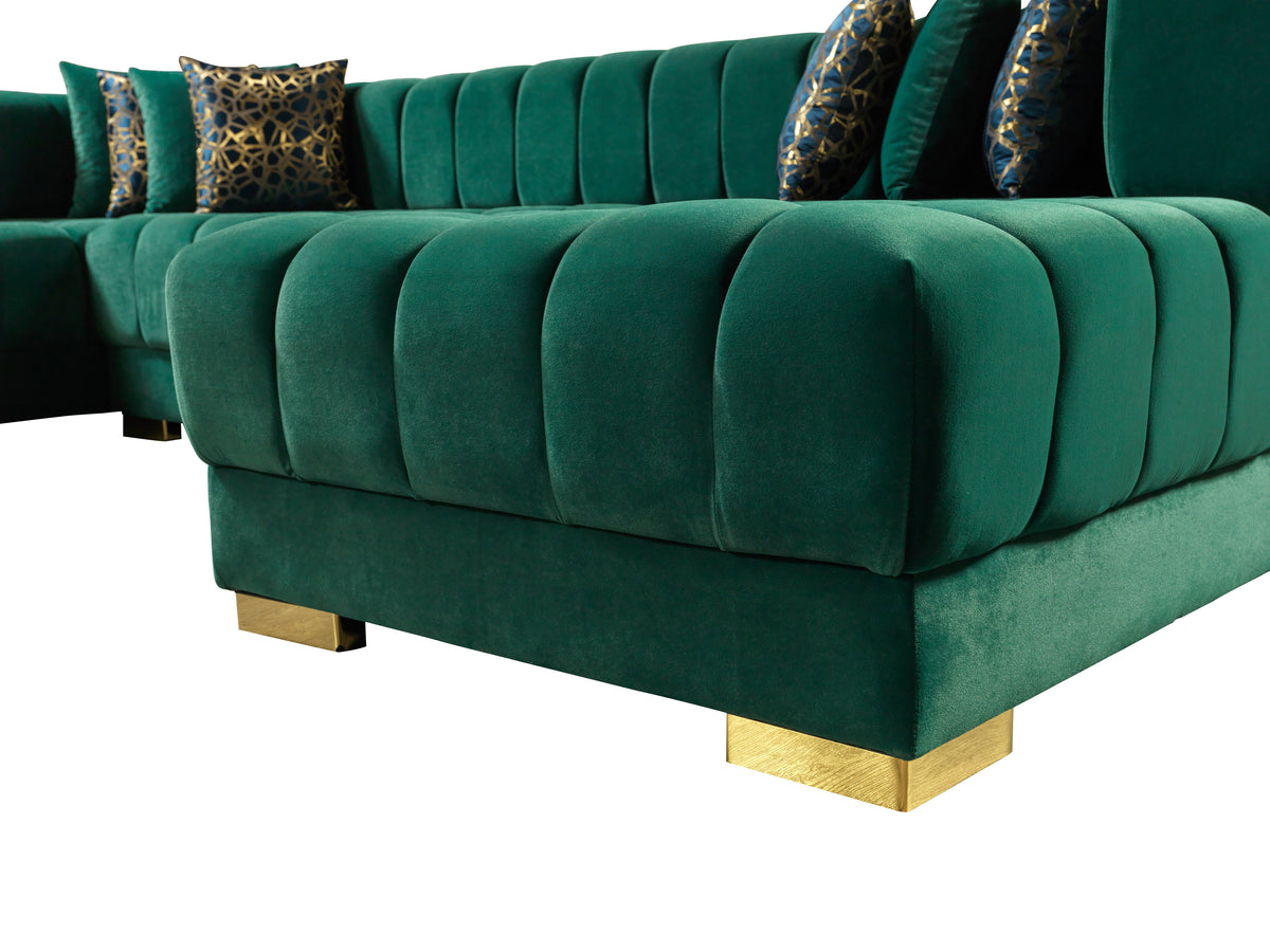 Ariana Velvet Green Double Chaise 138" Sectional