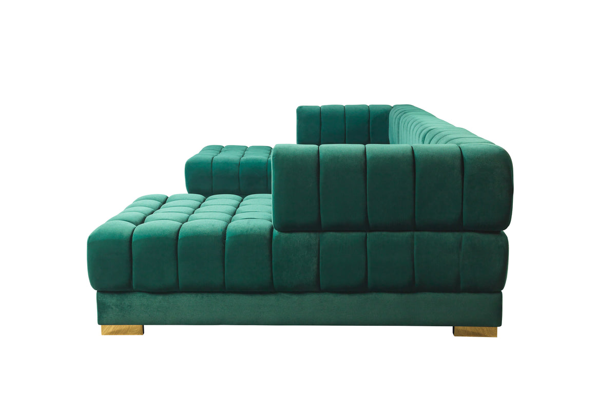 Ariana Velvet Green Double Chaise 138" Sectional