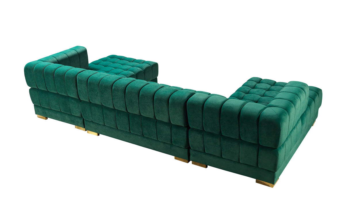 Ariana Velvet Green Double Chaise 138" Sectional