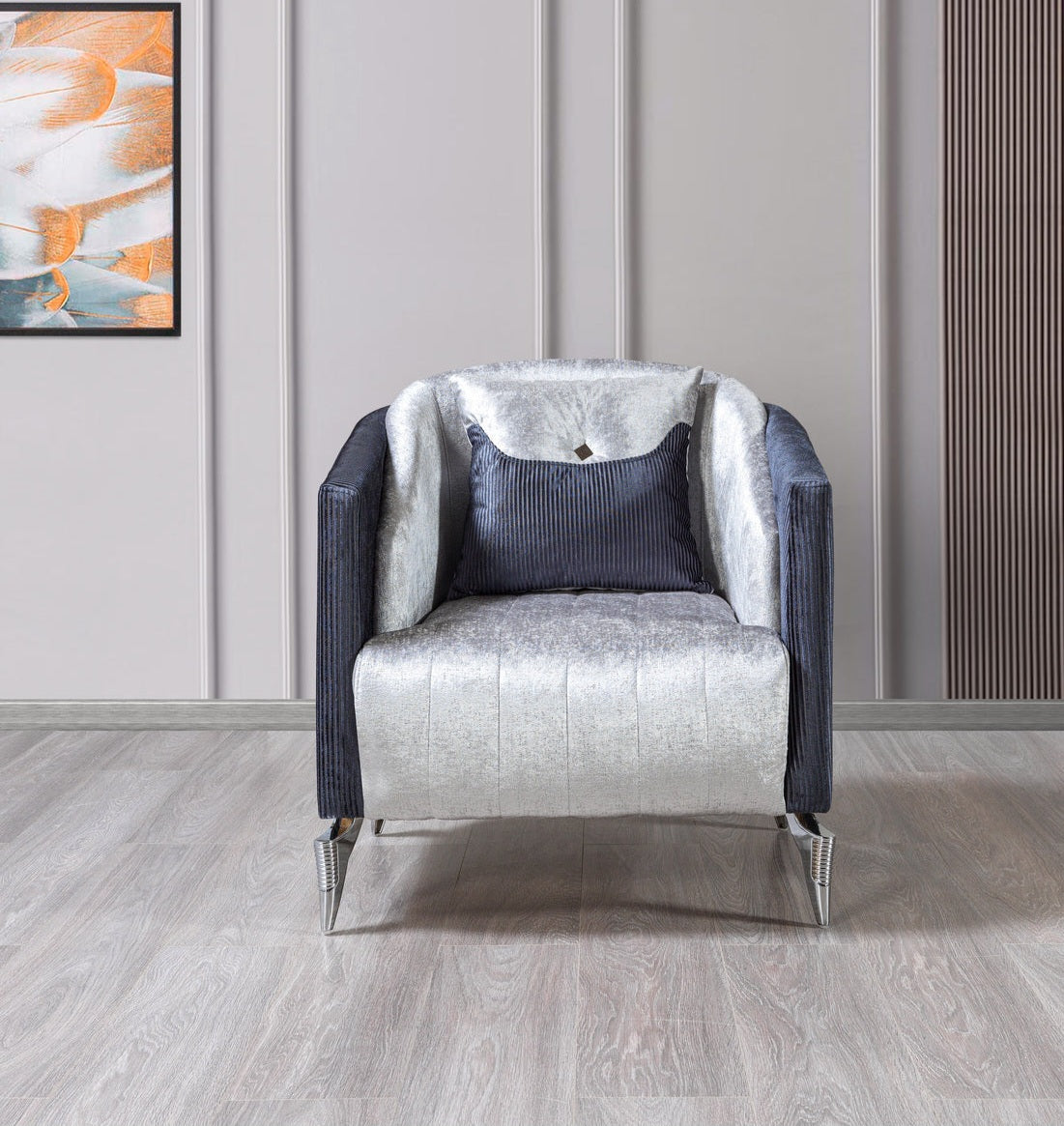 Leina Silver-Gray Velvet Chair