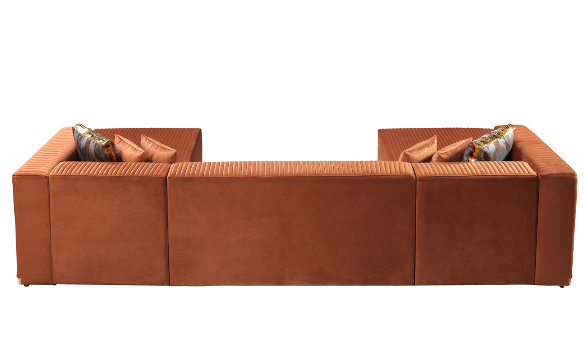 Juliana Orange Velvet 4-Piece 140" Sectional