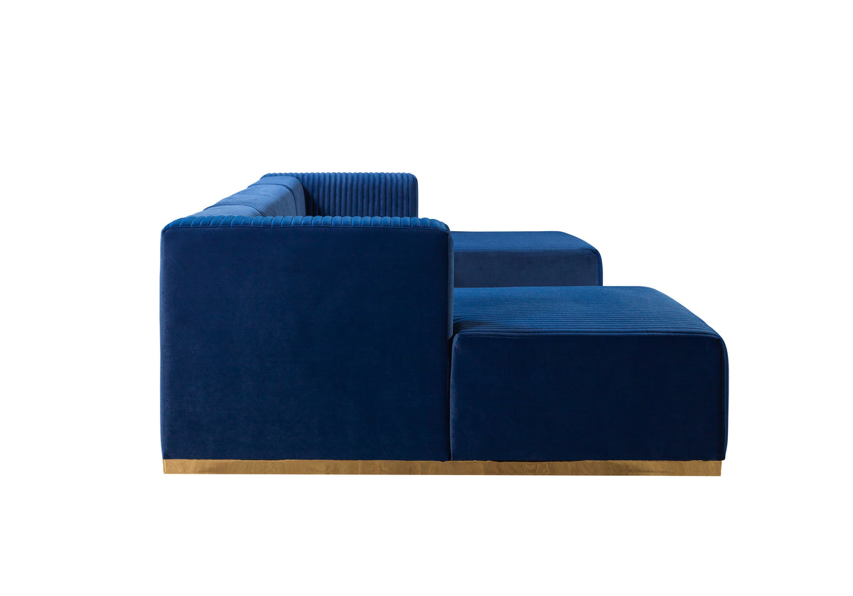 Juliana Blue Velvet 4-Piece 140" Sectional