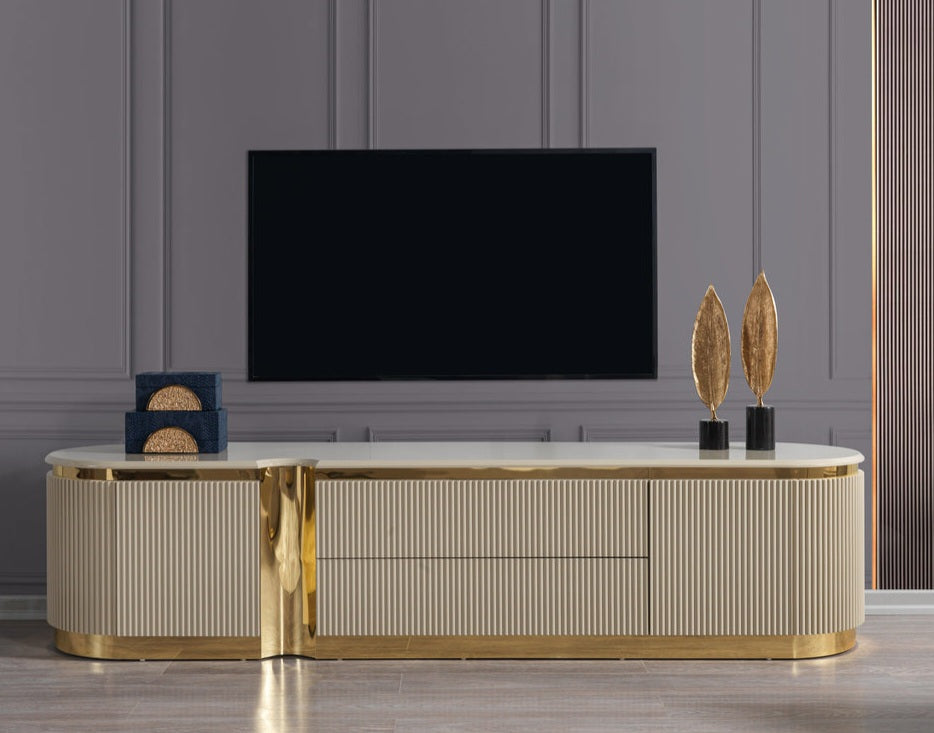 Milena Ivory/Gold Tv Stand