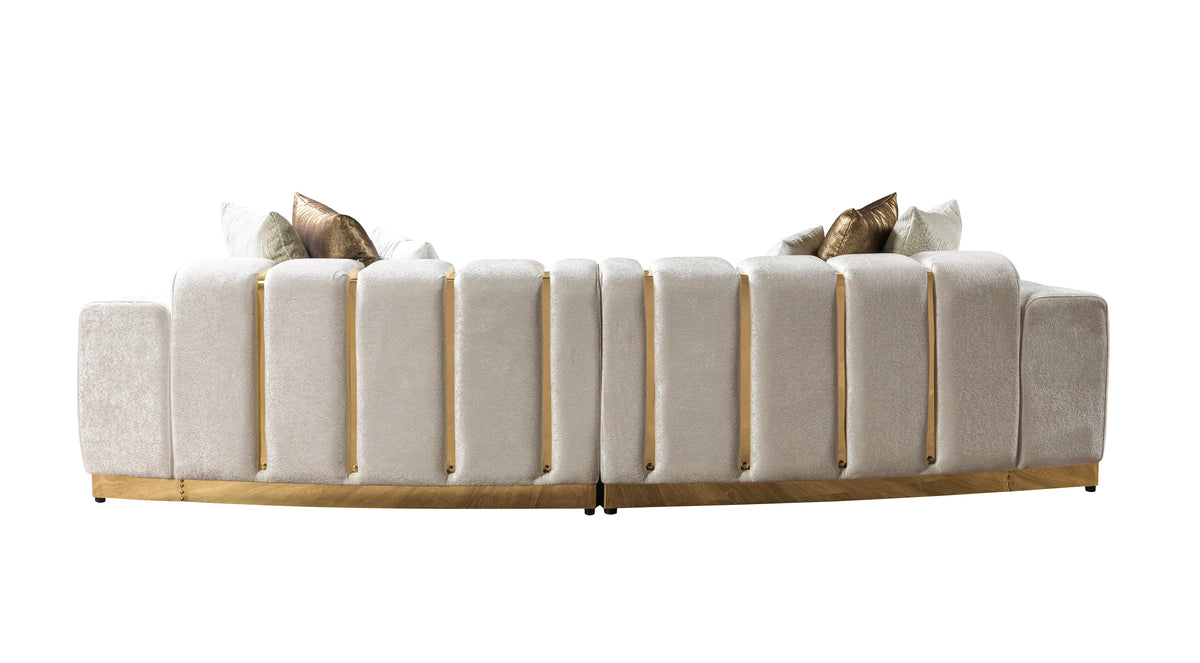 Michelle Ivory Velvet Curved 118" Sectional