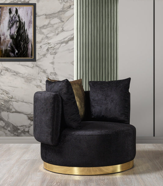 Michelle Black/Gold Velvet Chair