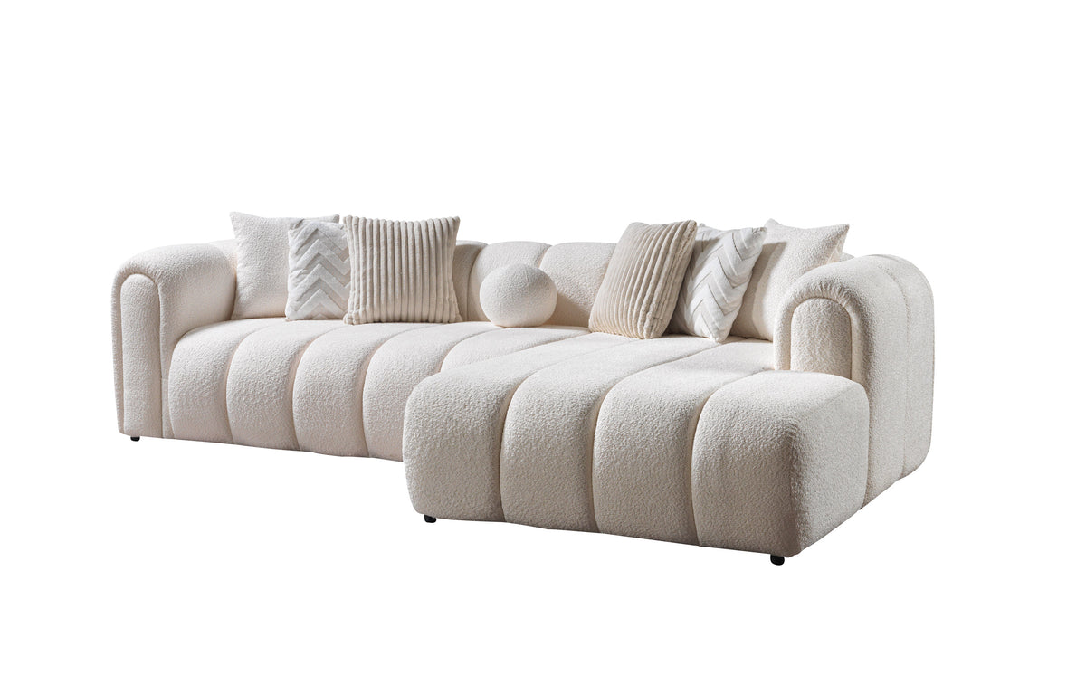 Lis Ivory Boucle RAF 118" Sectional