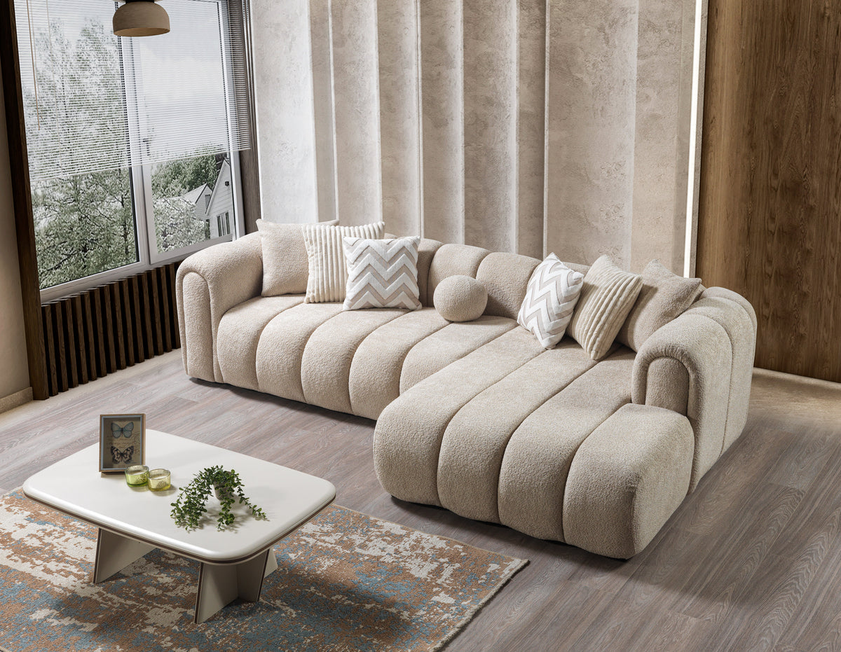 Lis Sand Boucle RAF 118" Sectional