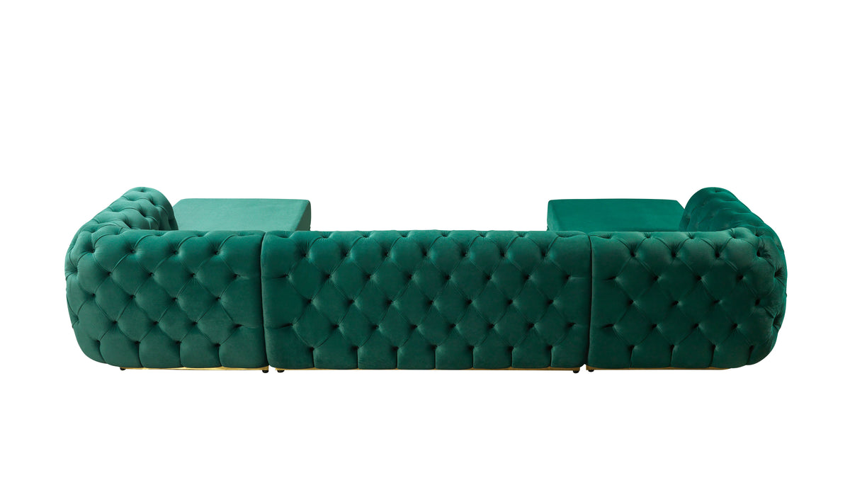 Jessie Velvet Green Double Chaise 138" Sectional