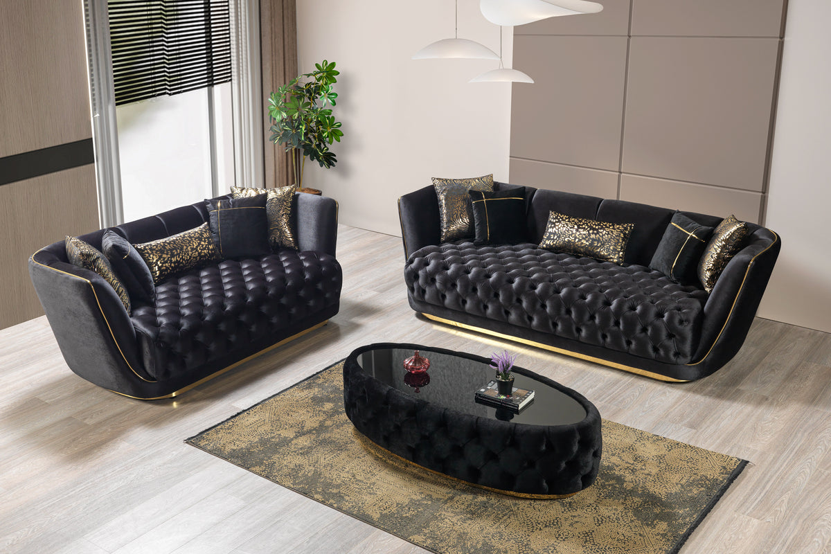 Daphne Black Velvet Coffee Table