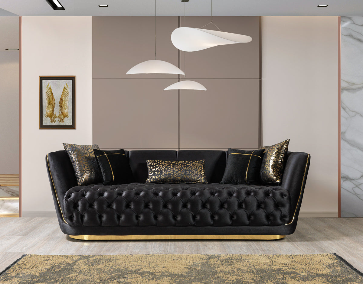 Daphne Black Velvet Sofa & Loveseat