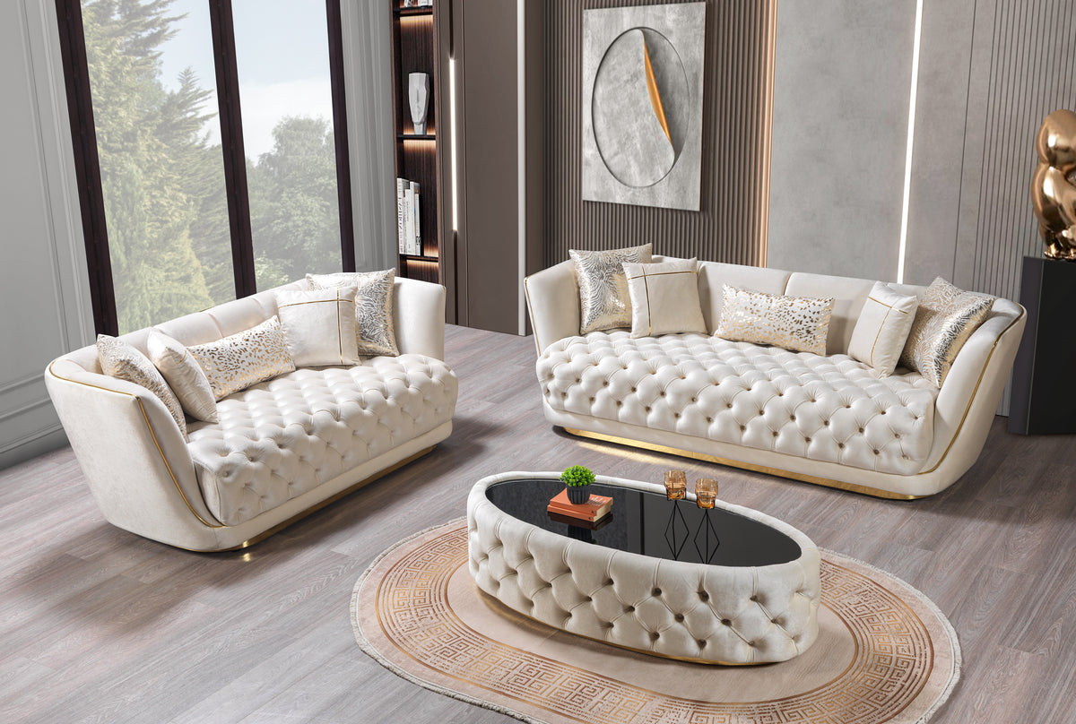 Daphne Ivory Velvet Sofa & Loveseat