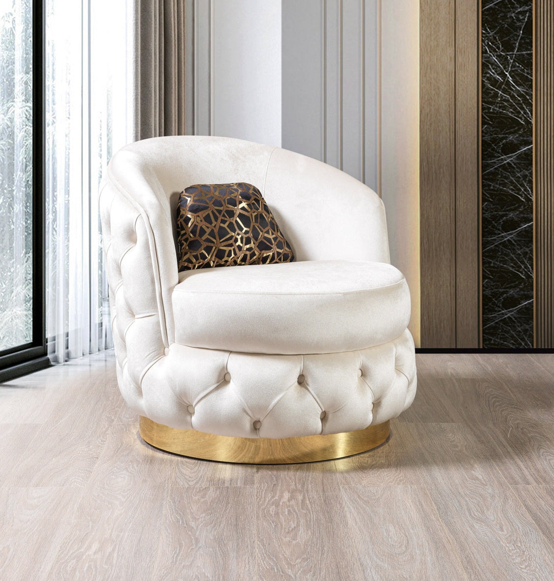 Lupino Ivory Velvet Chair