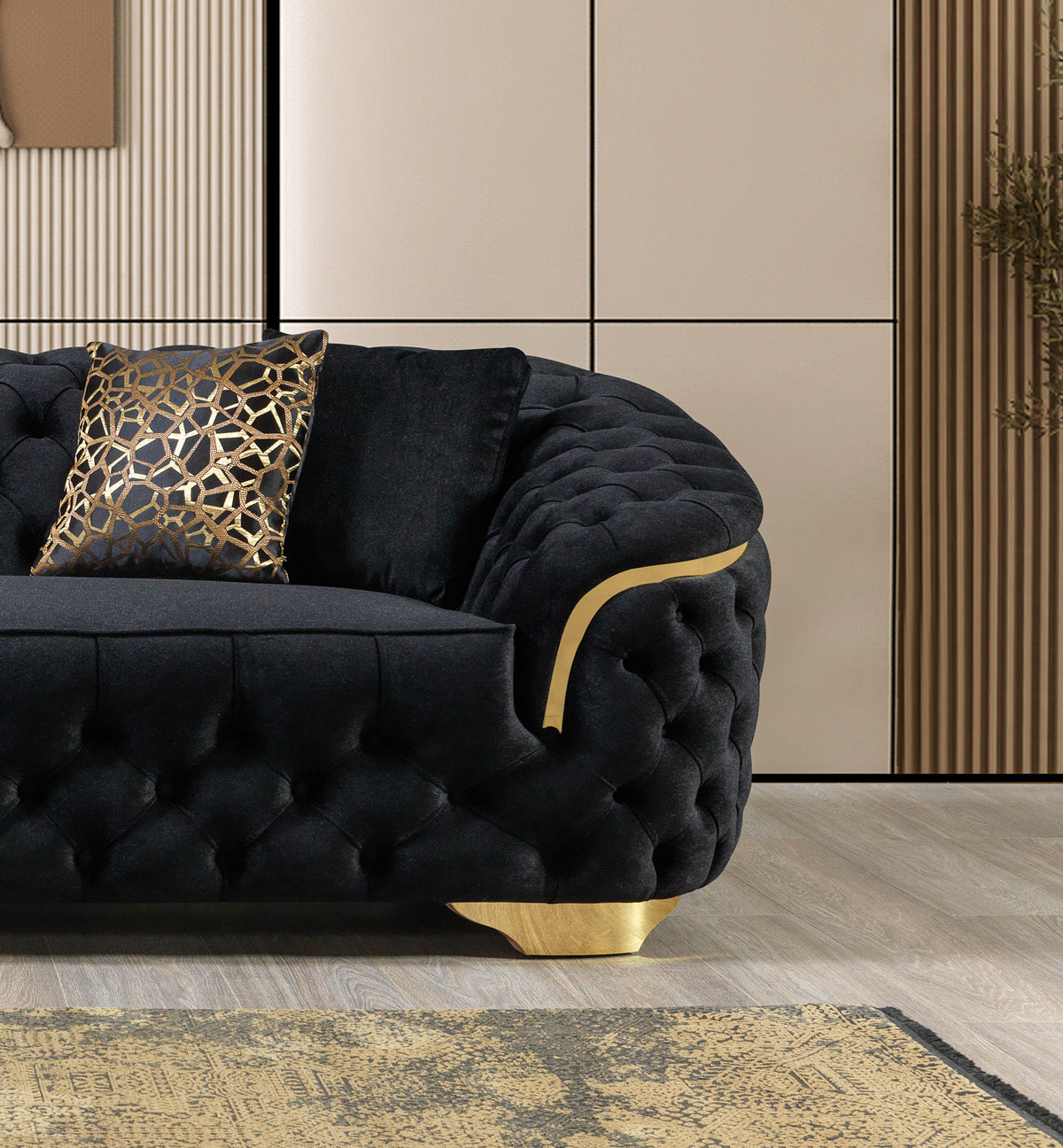 Lupino Black Velvet Sofa & Loveseat