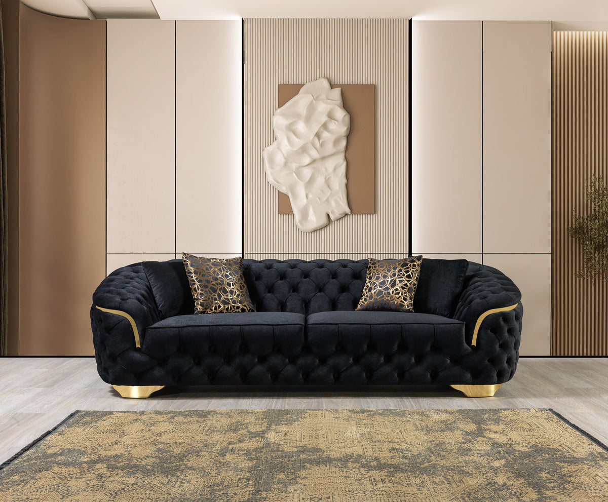 Lupino Black Velvet Sofa & Loveseat