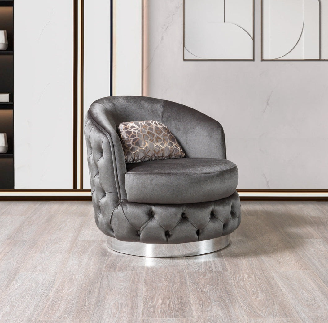 Lupino Gray Velvet Chair