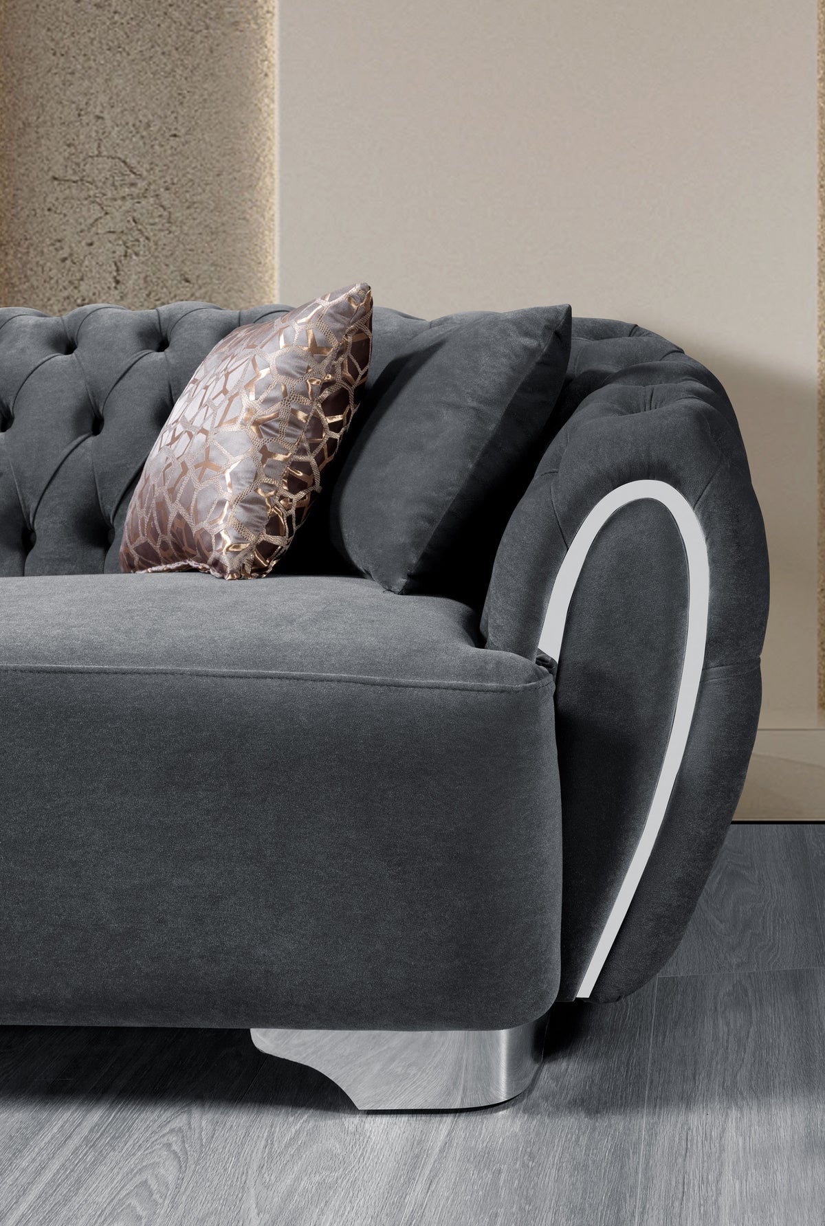 Victoria Gray Velvet Sofa & Loveseat